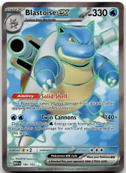 Blastoise ex 184/165 Ultra Rare 151 Pokemon Holo Lightly Played - Image 2