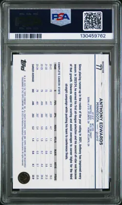 2024 Topps Chrome Anthony Edwards #77 Refractor PSA 9 - Image 2
