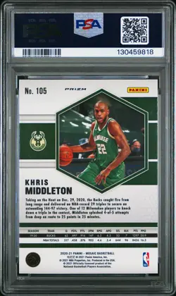 2020 Panini Mosaic Khris Middleton #105 Gold Wave PSA 10 - Image 2