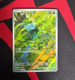Pokemon TCG Bulbasaur 166/165 SV 151 Illustration Rare Full Art Holo 2023 - Image 1