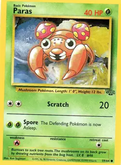 Pokemon Paras Card 59/64 Jungle Series - Image 1