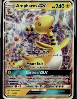 Ampharos GX 043/181 Sun & Moon Team Up Ultra Rare Pokemon Card NM - Image 1