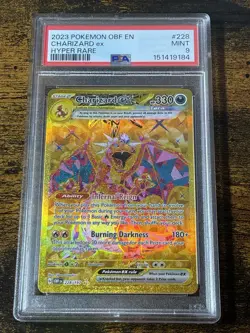 PSA 9 Charizard ex 228/197 Obsidian Flames Hyper Rare Gold Pokemon Card - Image 1