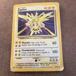 Pokemon TCG Zapdos Holo Rare Card Base Set, 16/102 HP - Image 1
