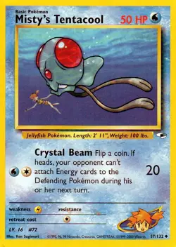 Pokemon Misty's Tentacool Card 57/132 Gym Heroes TCG - Image 1