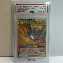 2019 Pokemon Sun & Moon Moltres Zapdos Articuno GX Hidden Fates #44 PSA 10 GEM - Image 1