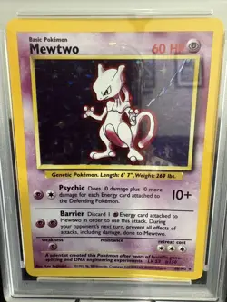 1999 Pokemon Base Set Mewtwo 10/102 Rare Holo PSA 9 Mint - Image 2