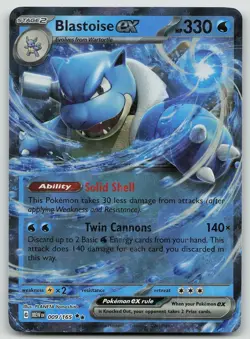 Pokemon Blastoise ex 009/165 151 Double Rare Holo NM - Image 1