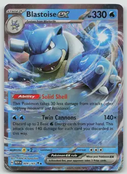 Pokemon Blastoise ex 009/165 151 Double Rare Holo NM - Image 1
