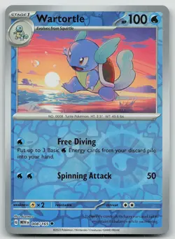 Pokemon Wartortle 008/165 151 Uncommon Reverse Holo NM - Image 1