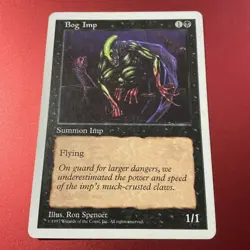 Bog Imp Ron Spencer 1997 WOTC Flying Black EN MTG Common Creature - Image 2