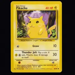 Pikachu 58/102 Base Set Unlimited Common Pokemon TCG LP - Image 1