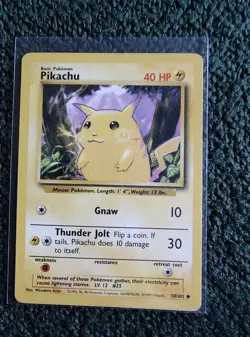 Pokemon TCG Pikachu Base Set 58/102 Regular Unlimited Common Vintage LP - Image 1