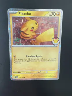 Pokemon 30th Anniversary Day Stamped Holo Pikachu Promo Card (near mint) - Image 3