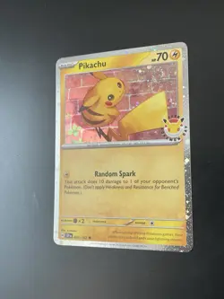Pokemon 30th Anniversary Day Stamped Holo Pikachu Promo Card (near mint) - Image 5