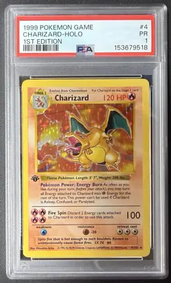 1999 Pokemon 1st Edition Charizard Shadowless Holo #4/102 PSA 1 New cert!! - Image 1