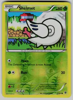 Shelmet 7/101 Common Plasma Blast Pokemon Reverse Holo Moderately Played - Image 1