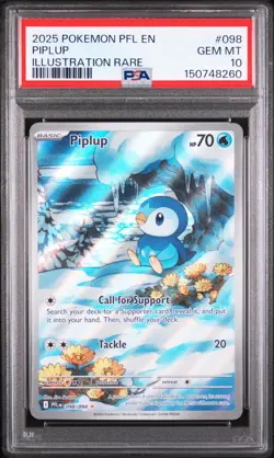 PSA 10 Piplup 098/094 Illustration Rare Phantasmal Flames Pokemon - Image 1