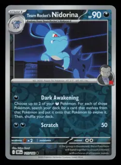 Team Rocket's Nidorina 115/182 Common Destined Rivals Pokemon Reverse Holo NM - Image 1