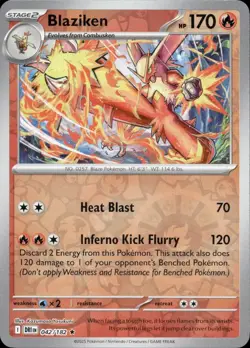 Blaziken 042/182 Rare Destined Rivals Pokemon Reverse Holo Near Mint - Image 1