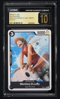 2023 Monkey D. Luffy Starter Deck Character ST08-011 One Piece CGC Pristine 10 - Image 1