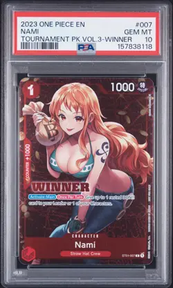 2023 ONE PIECE PROMOS TOURNAMENT PACK VOL.3-WINNER #007 NAMI PSA 10 - Image 1