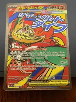 Mega Hawlucha EX 268/217 Full Art Holo Pokemon Card NM - Image 1
