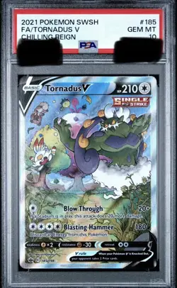 2021 Pokemon SWSH Chilling Reign Tornadus V Alt Alternate Art 185/198 PSA 10 - Image 1