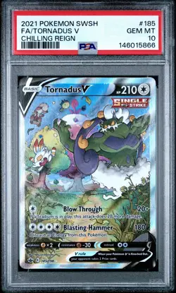 2021 Pokemon SWSH Chilling Reign Tornadus V Alt Alternate Art 185/198 PSA 10 - Image 1
