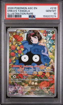 Pokemon Erika's Tangela 218/217 Me: Ascended Heroes Holo PSA 10 - Image 1