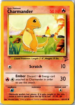 Pokemon Card - Charmander 69/130 Base Set 2 Common Moderately Played - Image 1