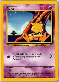 Pokemon Card - Abra Base Set 2 65/130 2000 Common Moderately Played - Image 1