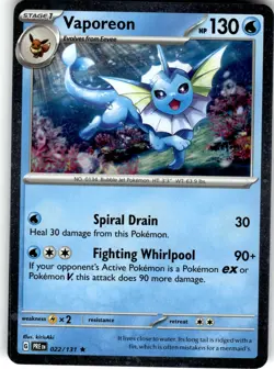 Vaporeon - (Cosmos Holo) Rare Miscellaneous Cards & Products 022/131 LP - Image 1