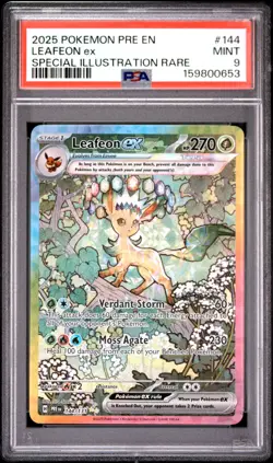 2025 POKEMON PRE EN-PRISMATIC EVOLUTIONS #144 LEAFEON EX PSA 9 - Image 1
