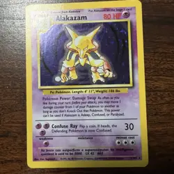 Pokemon Alakazam 1/102 Base Set Holo Unlimited English 1999 Moderately Played - Image 1