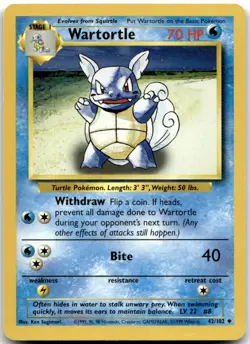 Wartortle 42/102 Uncommon Base Set Unlimited Pokemon Moderately Played - Image 1