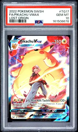 2022 POKEMON SWORD & SHIELD LOST ORIGIN #TG17 FULL ART/PIKACHU VMAX PSA 10 - Image 1