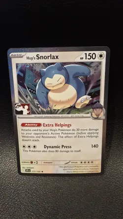 Pokemon TCG Hop's Snorlax Prize Pack Series 8 117/159 Cosmo Holo Rare SWIRL - Image 1