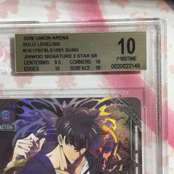 BGS PRISTINE 10 Union Arena Solo Leveling Sung Jinwoo (SR**) 021 Signature - Image 3