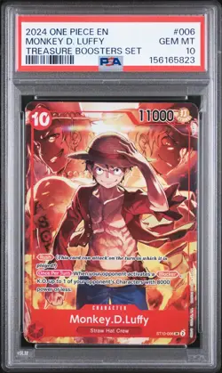 2024 ONE PIECE PROMOS 006 ENGLISH MONKEY D. LUFFY TREASURE BOOSTERS SET PSA 10 - Image 1