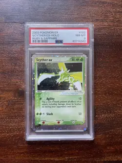 Pokemon Card PSA 8 Scyther ex 102/109 Ruby & Sapphire Holo Vintage Rare 2003 - Image 1