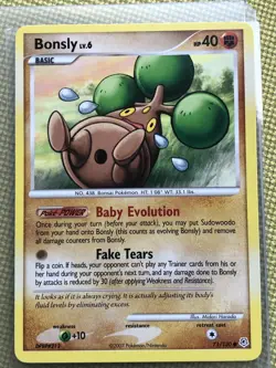 Bunghole Bonsly 71/130 Pokemon TCG Diamond & Pearl Regular Common NM - Image 1