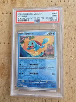 Pokemon Center Squirtle 007/165 151 PSA 9 Stamped Promo - Image 1