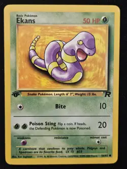 1st Edition Ekans 46/62 Fossil Non Holo WoTC Pokemon Trading Card Game 1999 LP - Image 1