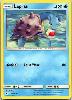 Lapras 17/68 Rare Hidden Fates Pokemon Near Mint - Image 1