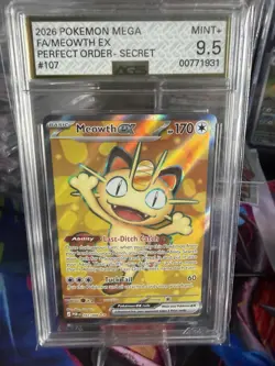 Pokemon Meowth ex Secret Rare Full Art Holo 107/088 Perfect Order 2026 Ace 9.5 - Image 1
