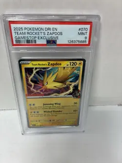Team Rocket’s Zapdos Pokemon GameStop Exclusive Stamped 70/182 PSA 9 - Image 1