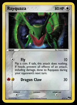 Rayquaza 3/17 Holo Rare POP Series 1 Pokemon Card creased - Image 1