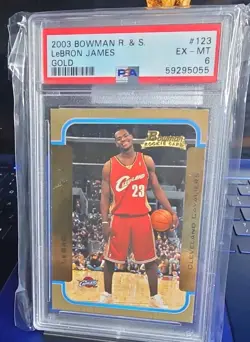 Topps 2003-04 Bowman Rookies & Stars LeBron James #123 Gold RC PSA 6 - Image 1