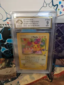 CGA 9 Graded Pokemon Card - Celebrations Birthday Pikachu #24 - Image 1